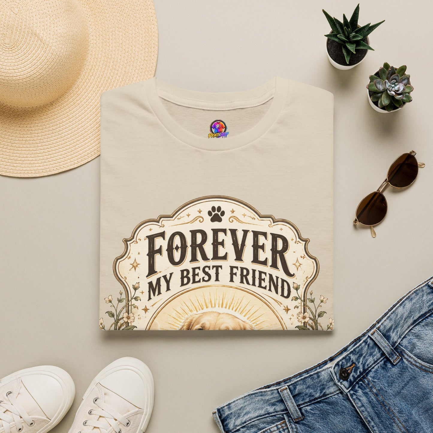 Dog Memorial T-Shirt — "Forever My Best Friend" Personalized Pet Tribute Tee