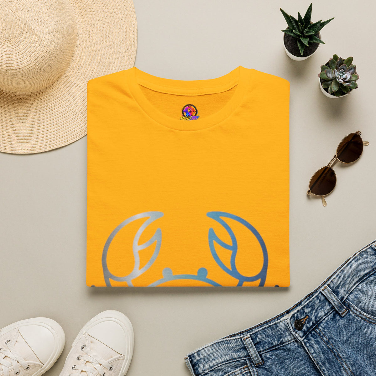 Cancer Zodiac Crab Graphic T-Shirt — Minimal Coastal Zodiac Summer Tee