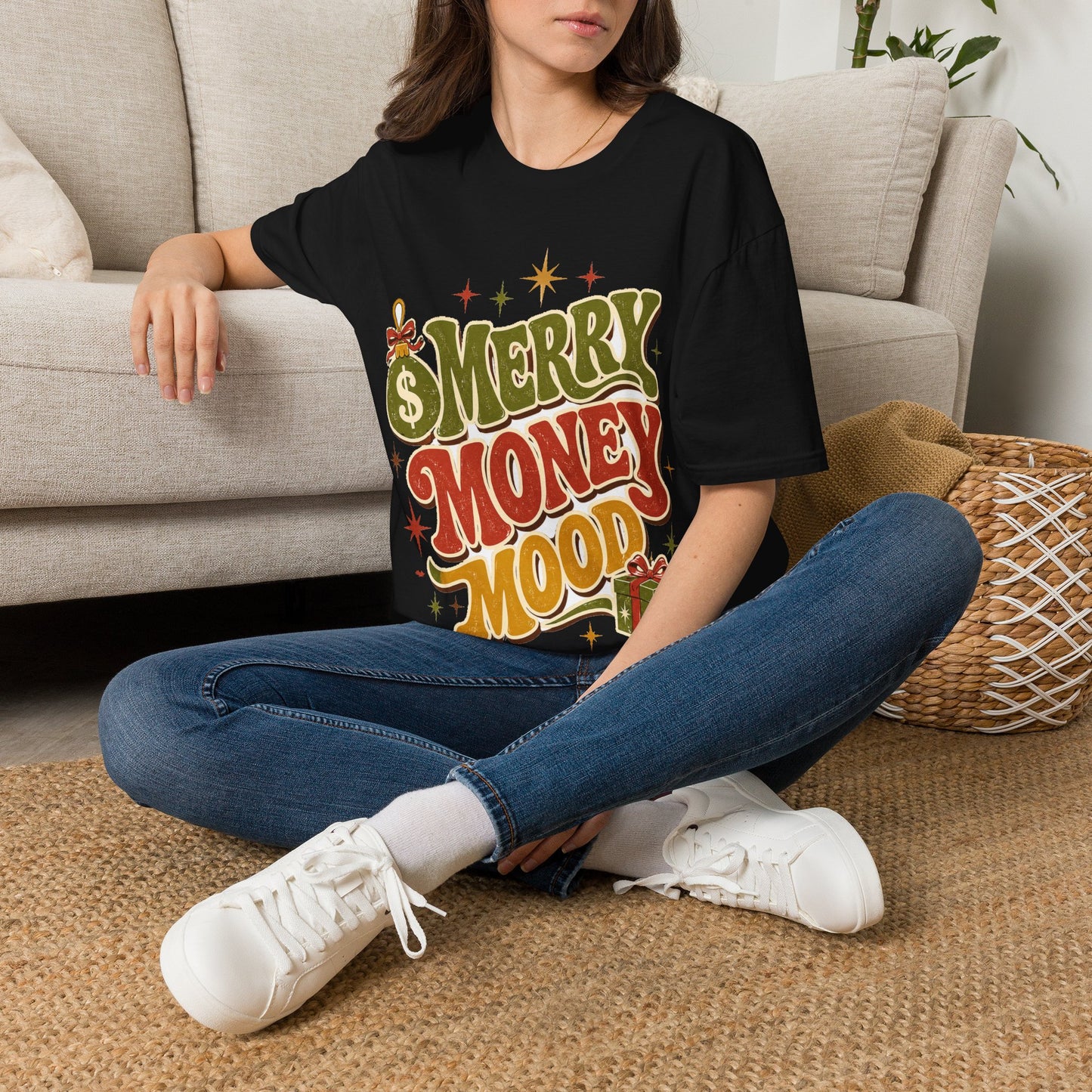 Merry Money Mood T‑Shirt — Retro Holiday Graphic Tee