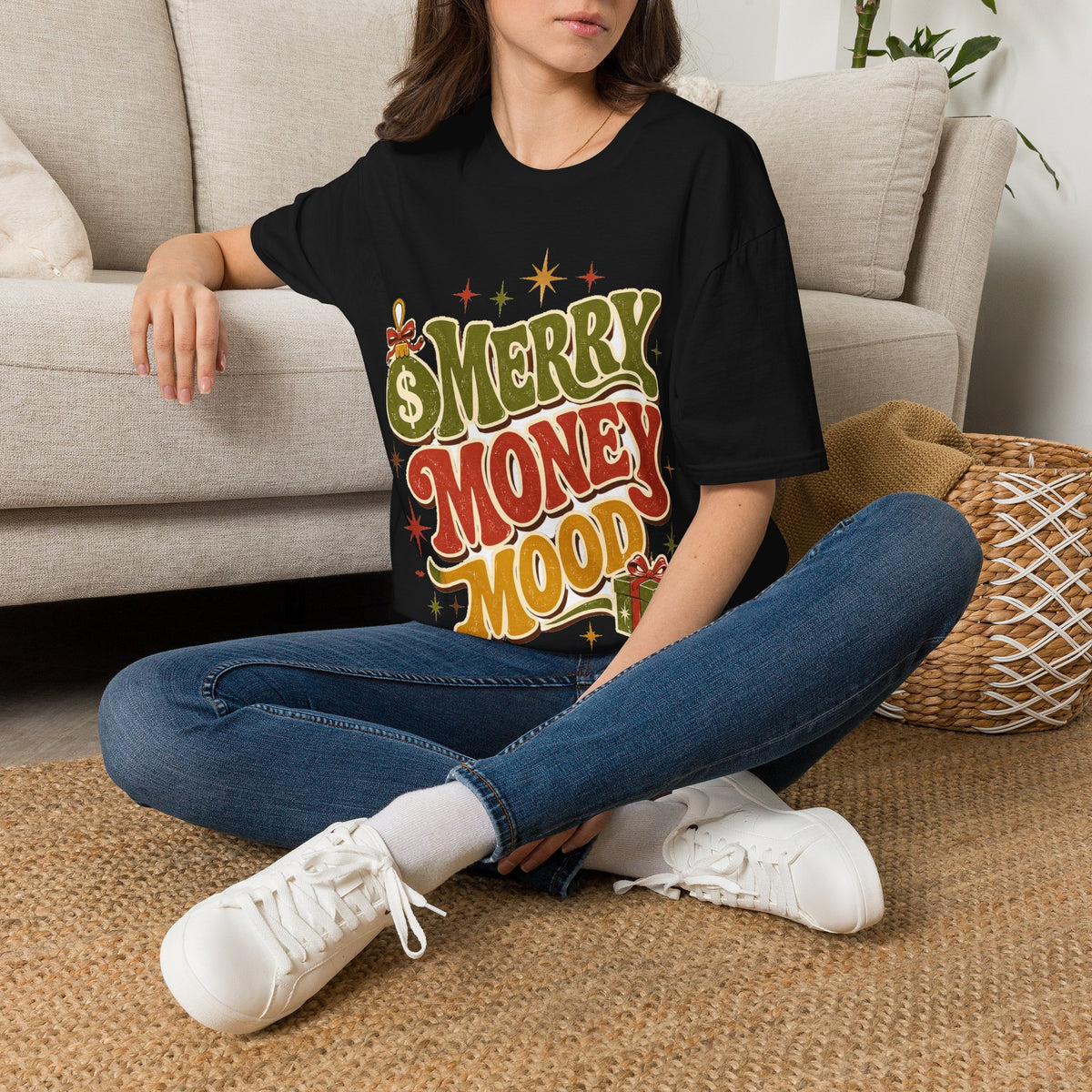 Merry Money Mood T‑Shirt — Retro Holiday Graphic Tee