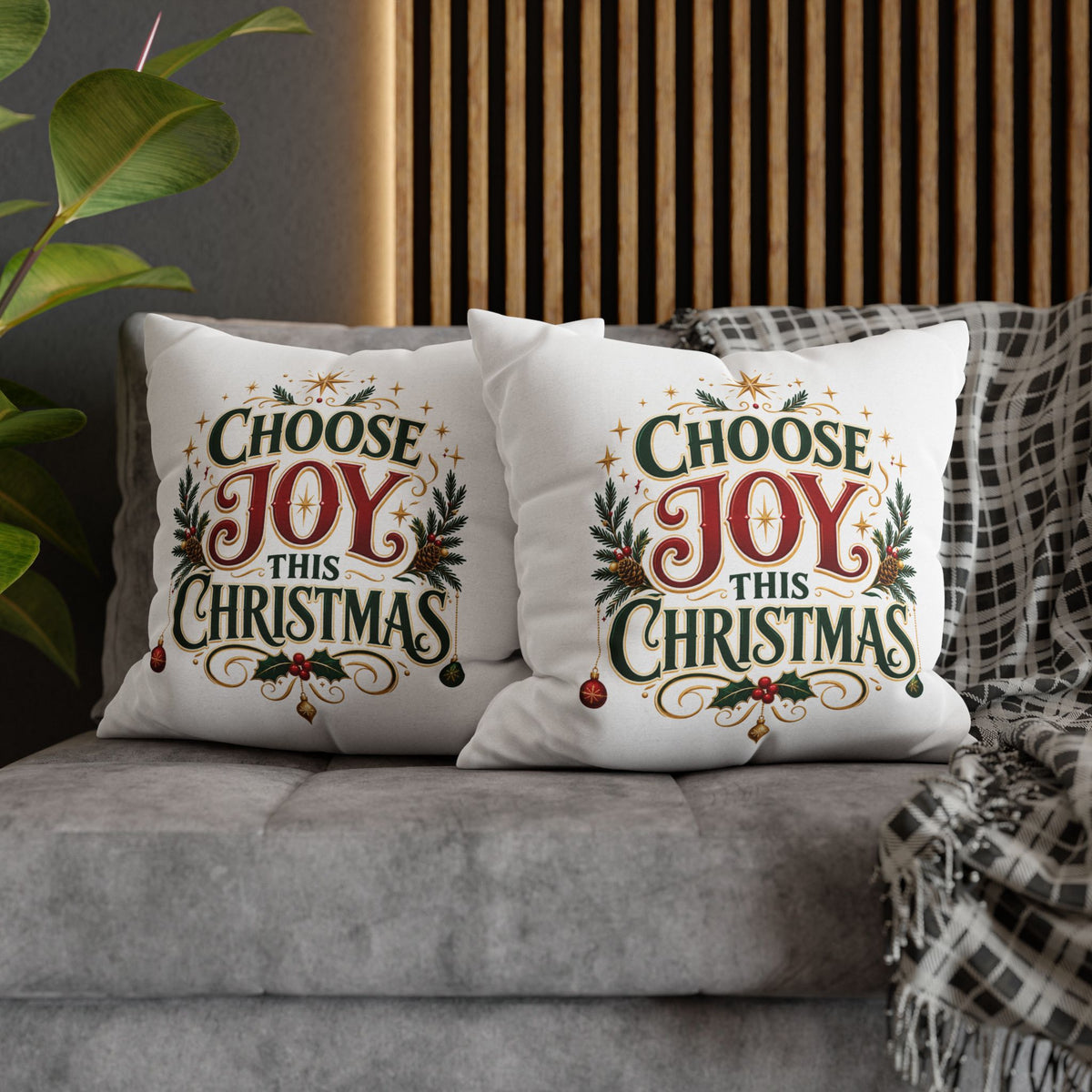 Choose Joy This Christmas Pillowcase – Festive Holiday Decorative Throw Pillow Cover