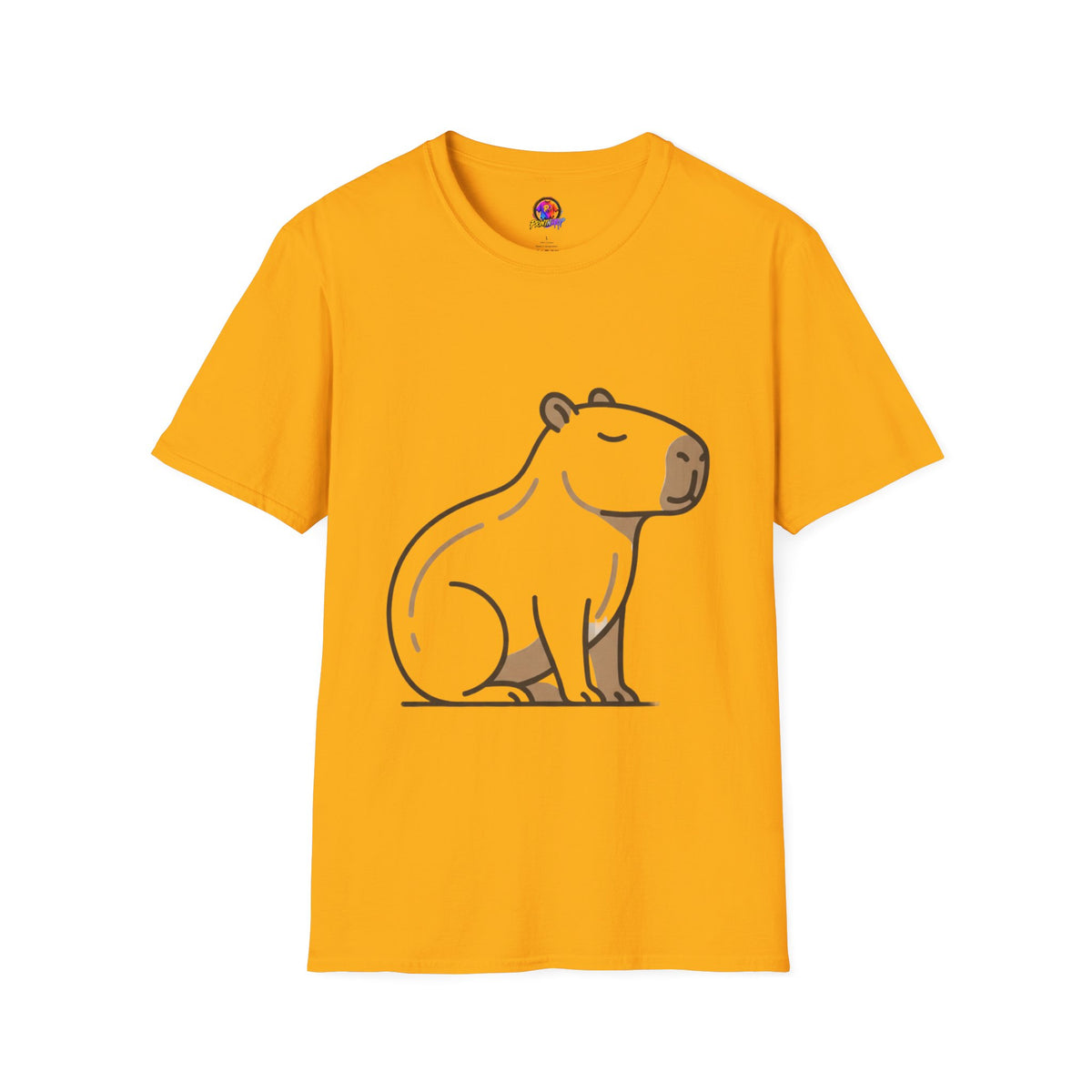 Cute Relaxed Capybara T-Shirt — Minimal Cartoon Capybara Graphic Tee