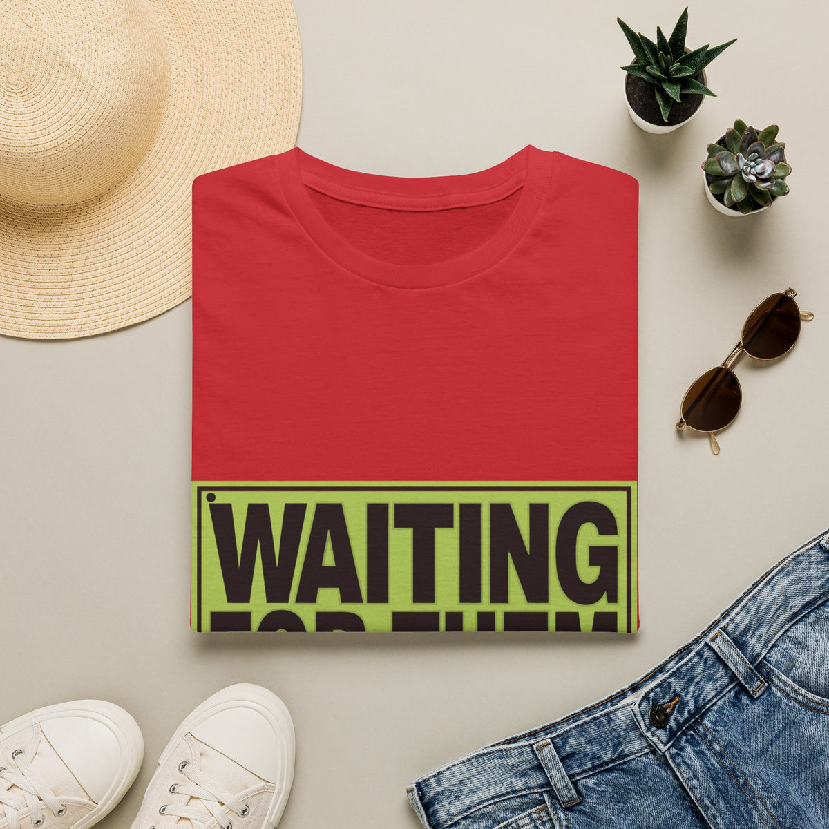 Waiting For Them Gains Block Typography Tee - Funny Gym Fitness Graphic T-Shirt - Trending Now - September 2026