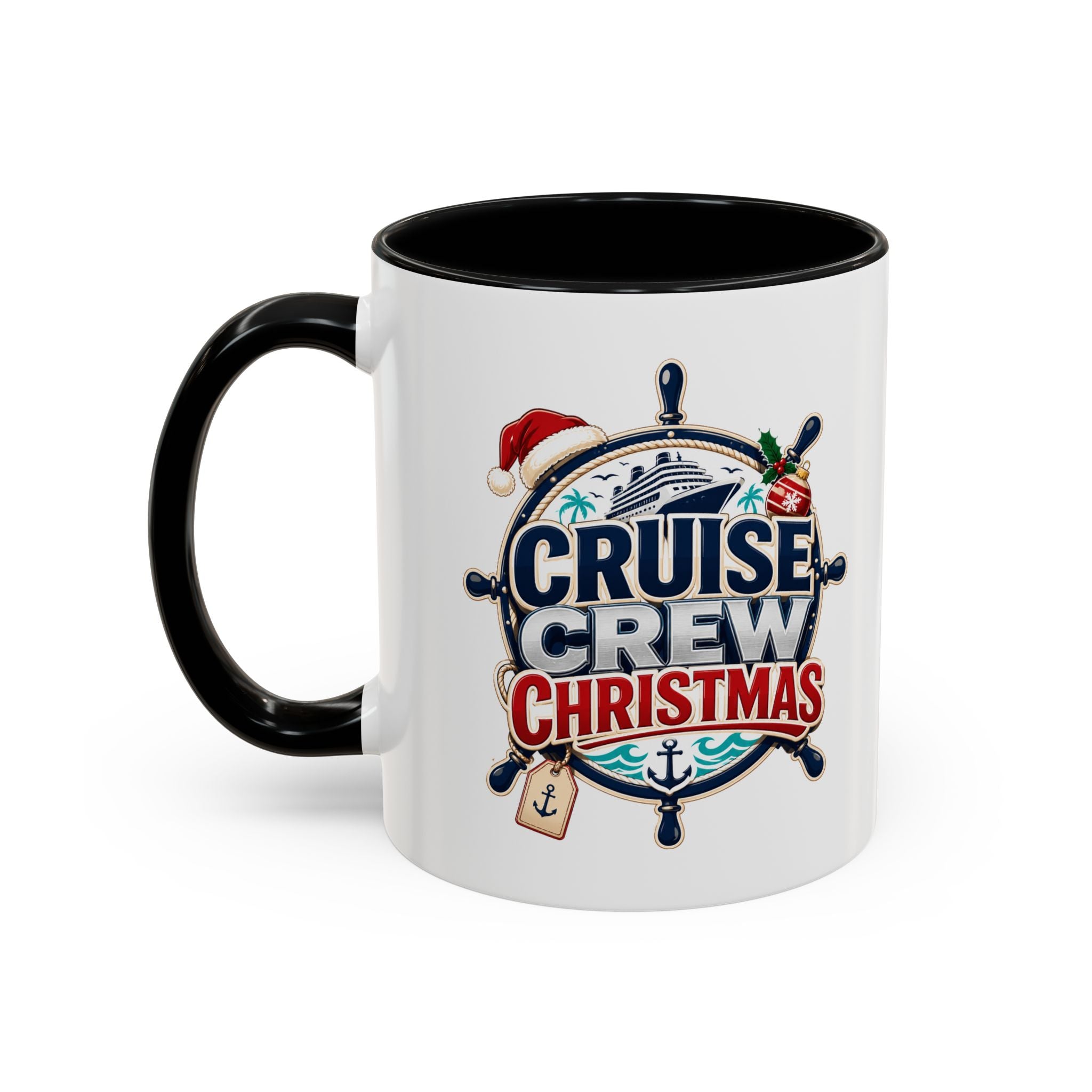 Modern Day Christmas  Cruise Crew Accent Coffee Mug - Holiday Nautical Travel Gift (11/15oz)