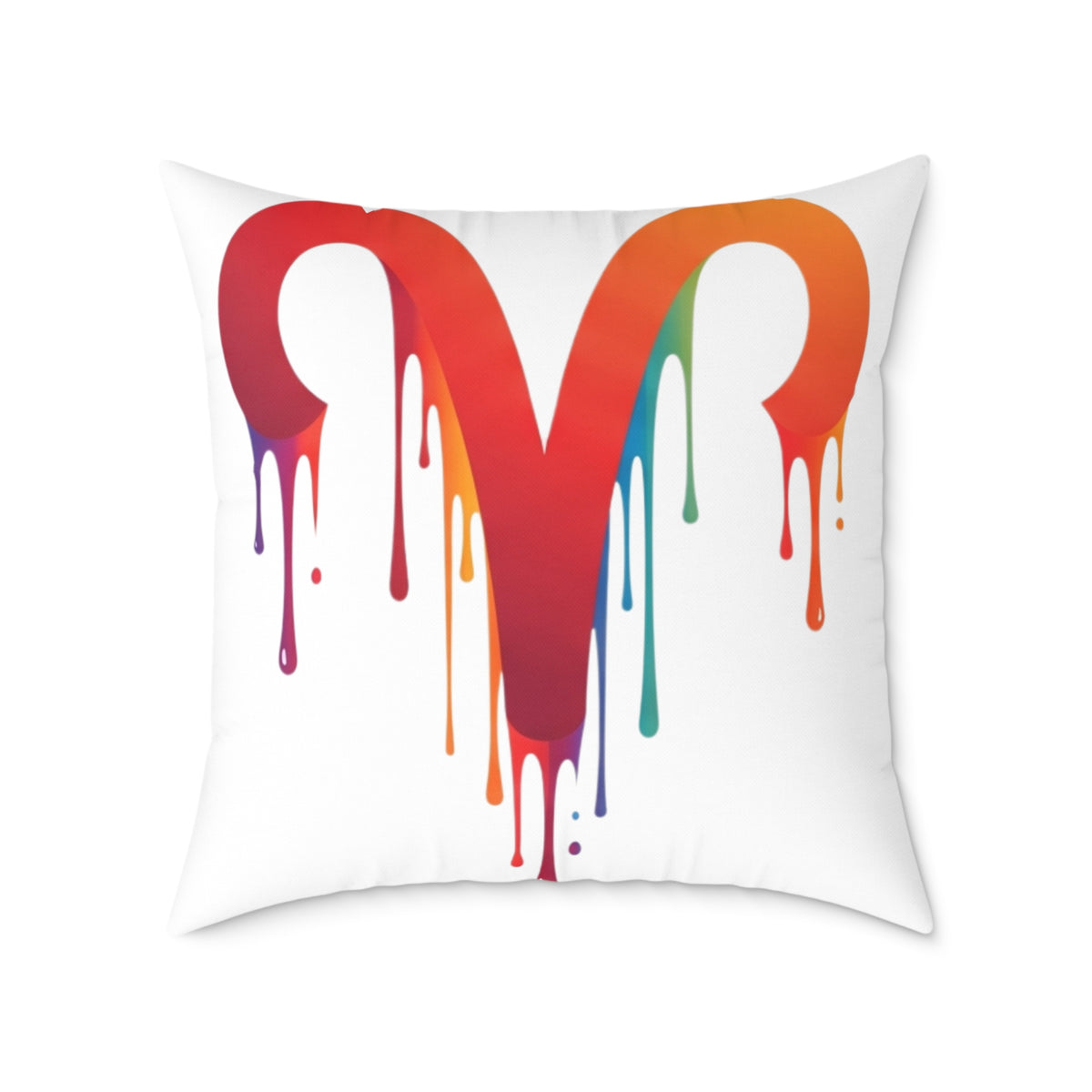 Aries Zodiac Dripping Rainbow Heart Pillow — Colorful Decorative Throw Pillow