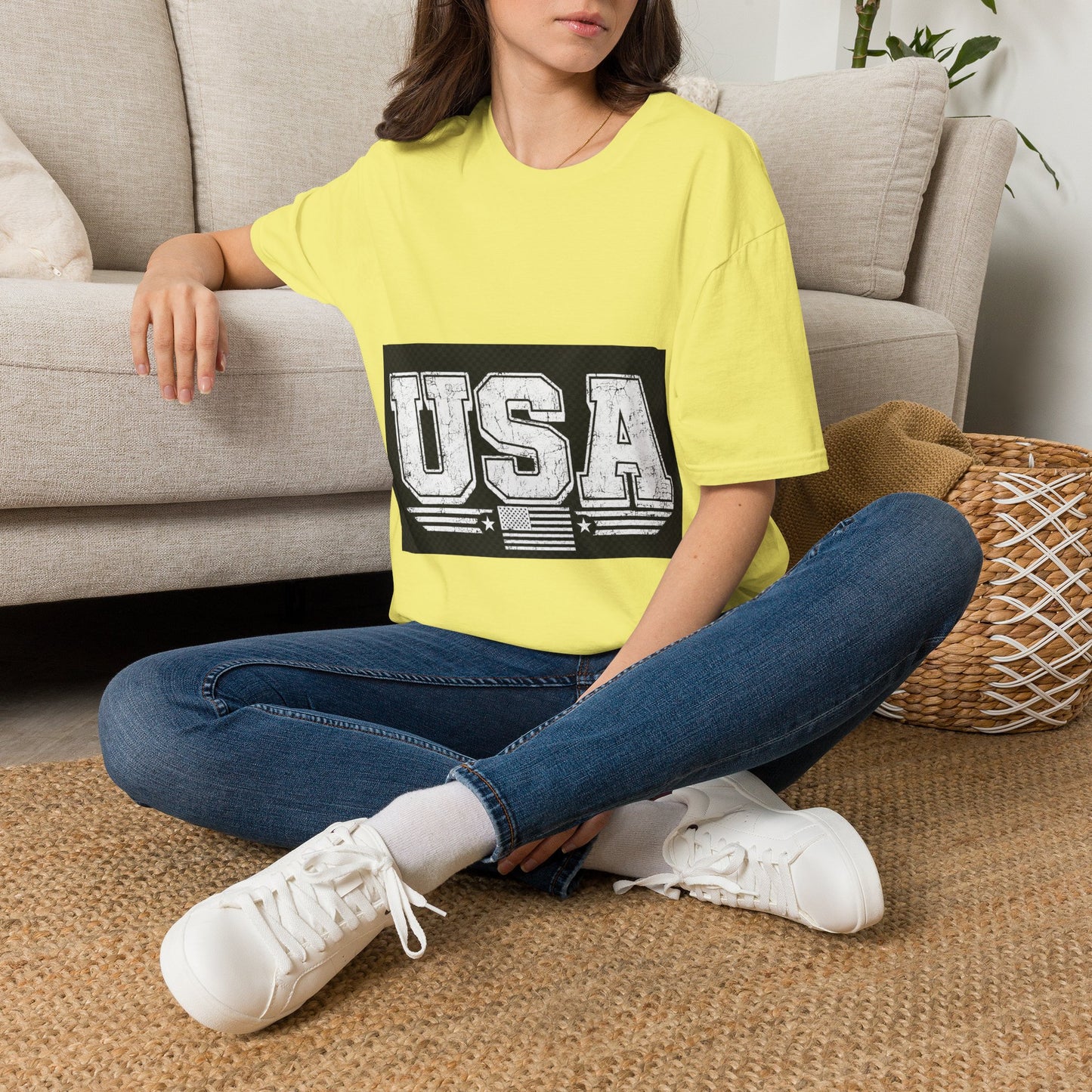 USA Vintage Block T-Shirt — Patriotic Americana Graphic Tee