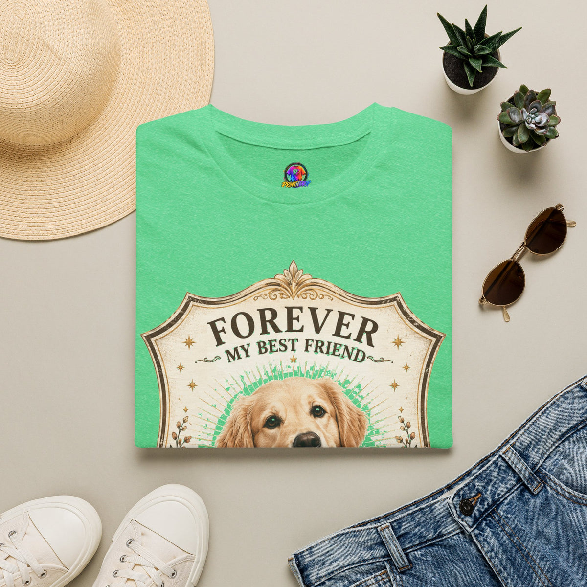 Dog Memorial T-Shirt — "Forever My Best Friend" Personalized Golden Retriever Tribute