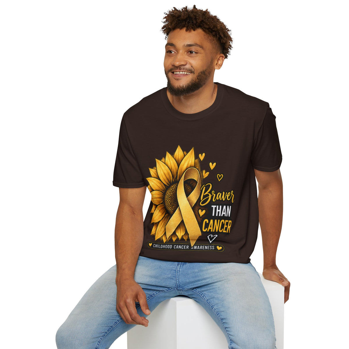 Braver Than Cancer Childhood Cancer Awareness Sunflower T-Shirt