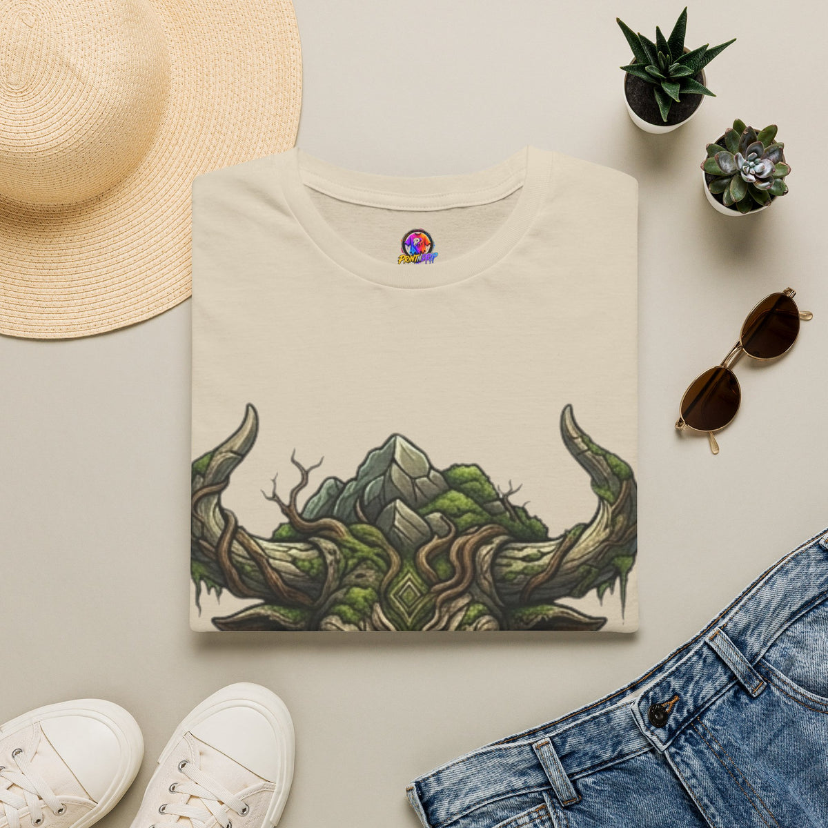 Forest Spirit Bull T-Shirt — Greenwood Celtic Nature Bull Design