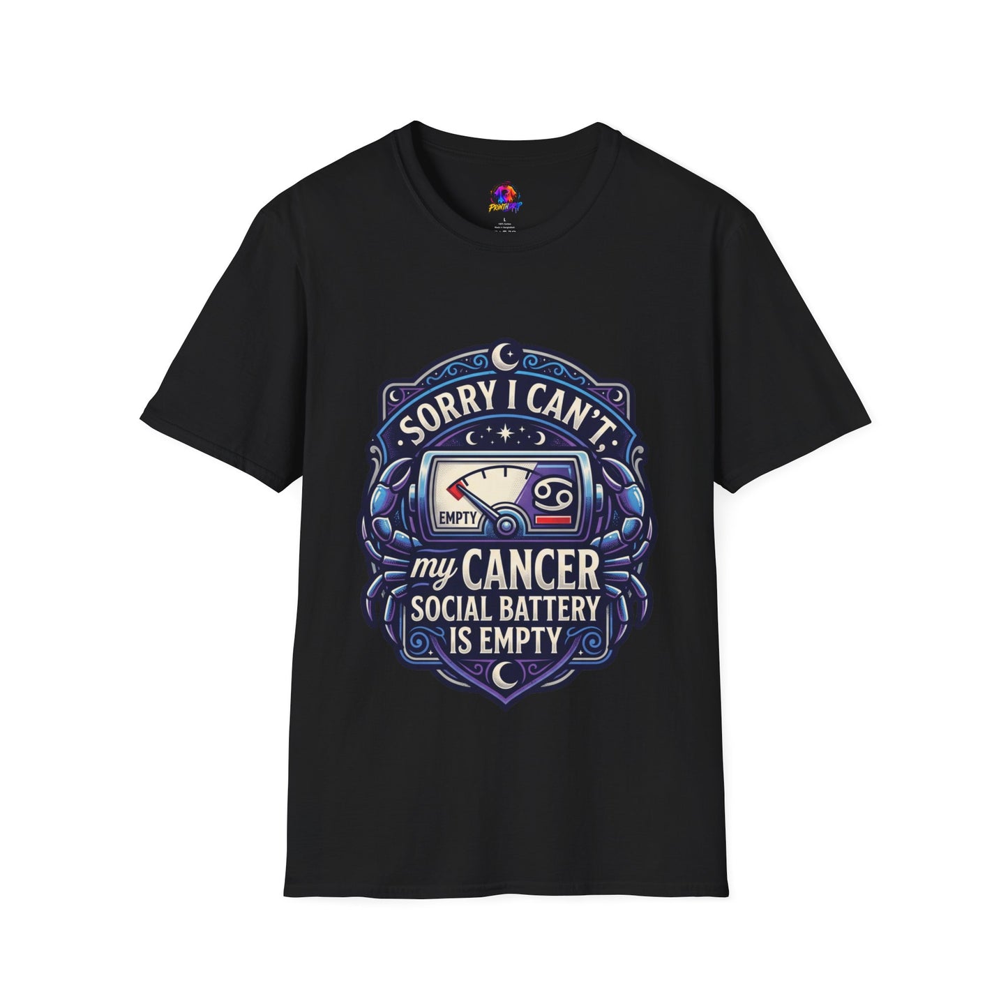 Cancer Support T-Shirt — "Sorry I Can't, My Cancer Social Battery Is Empty"
