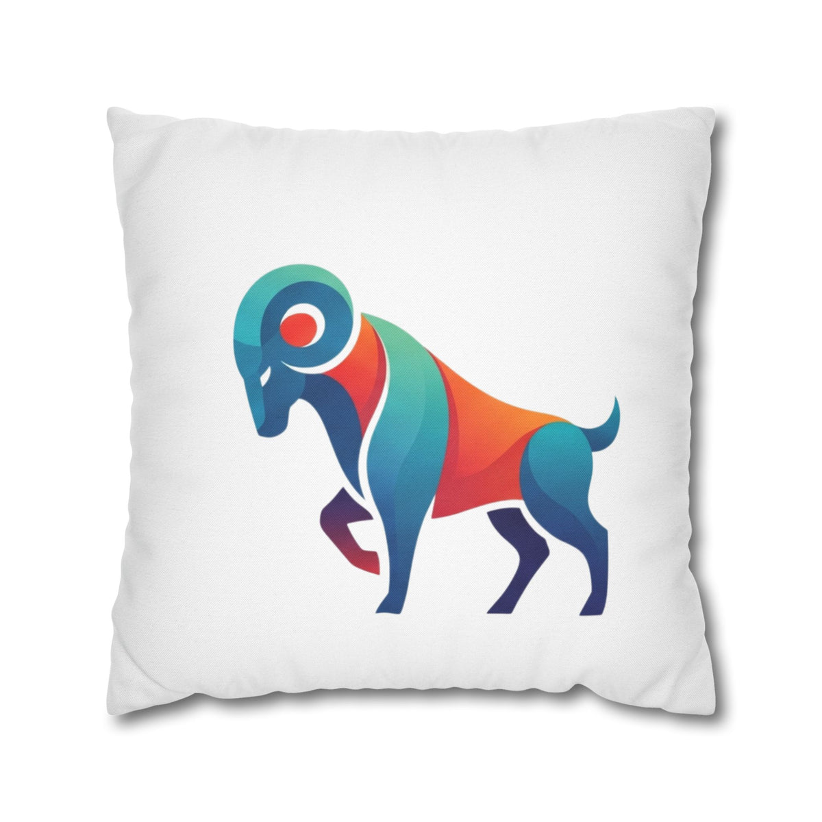 Aries Colorblock Ram Decorative Pillowcase — Zodiac Throw Pillow Cover