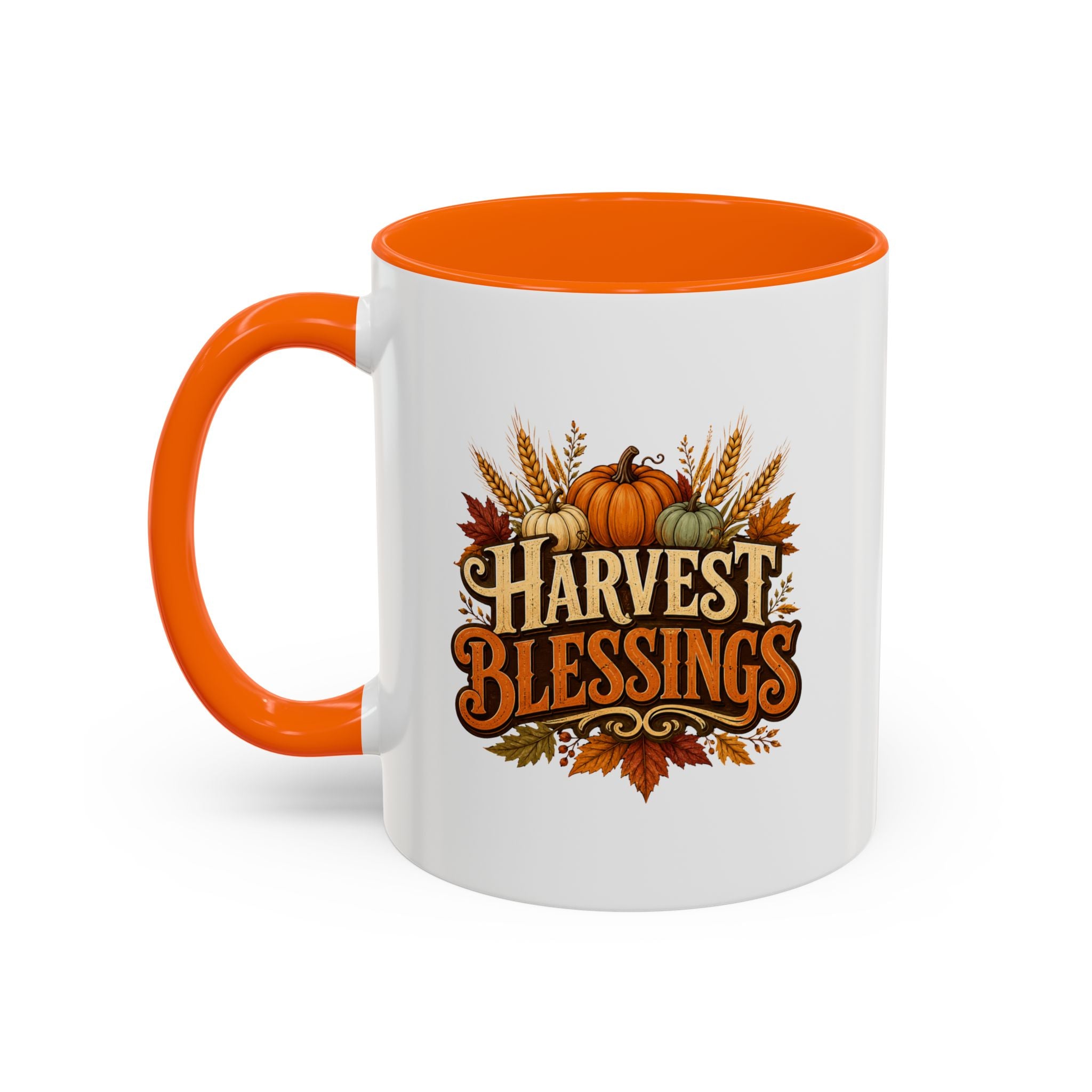 Thanksgiving Mug Harvest Blessings Coffee Mug — Fall Pumpkin & Wheat Thanksgiving Mug