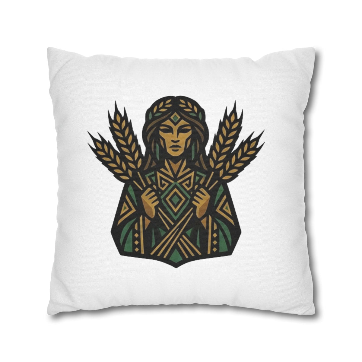 Virgo Harvest Goddess Pillowcase — Boho Wheat Decorative Throw Pillow