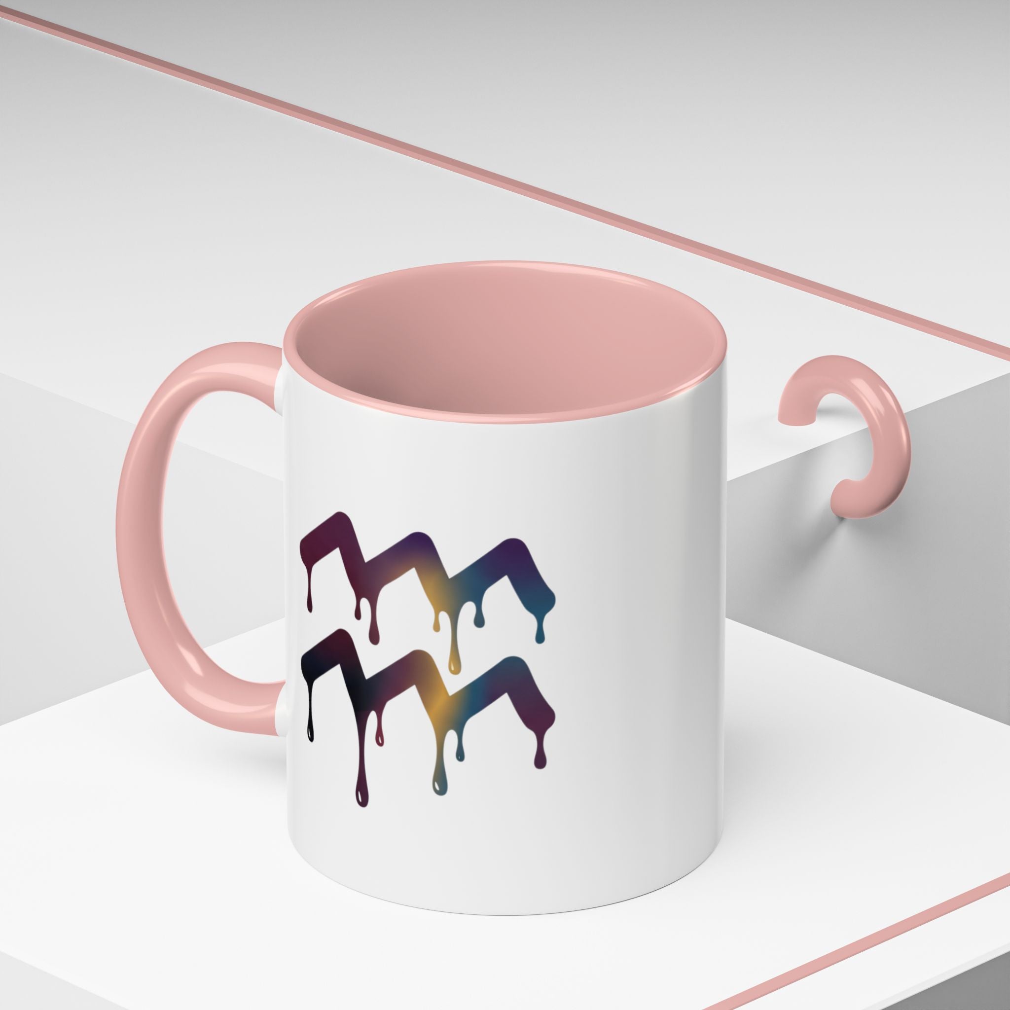 Dripping Rainbow Chevron Accent Coffee Mug — Colorful Gradient Art