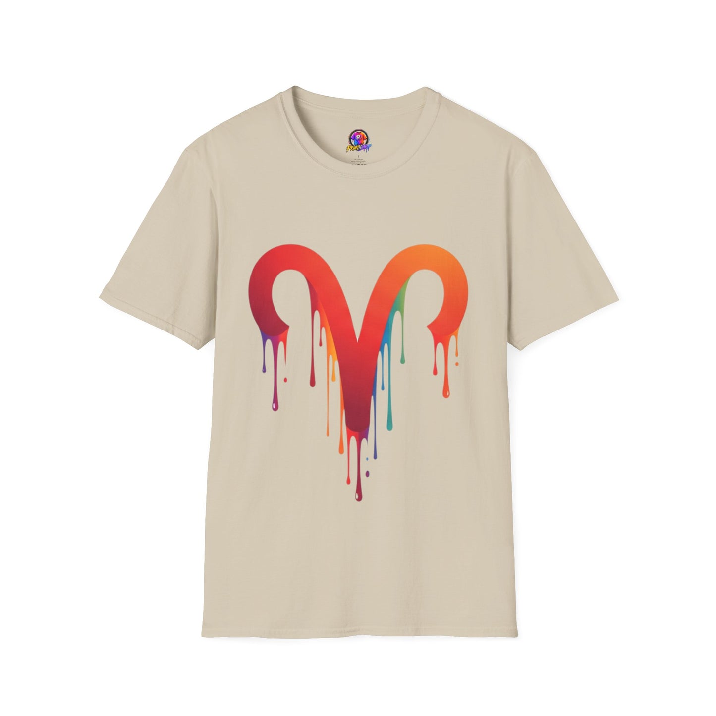 Aries Rainbow Drip T-Shirt — Colorful Dripping Zodiac Graphic Tee