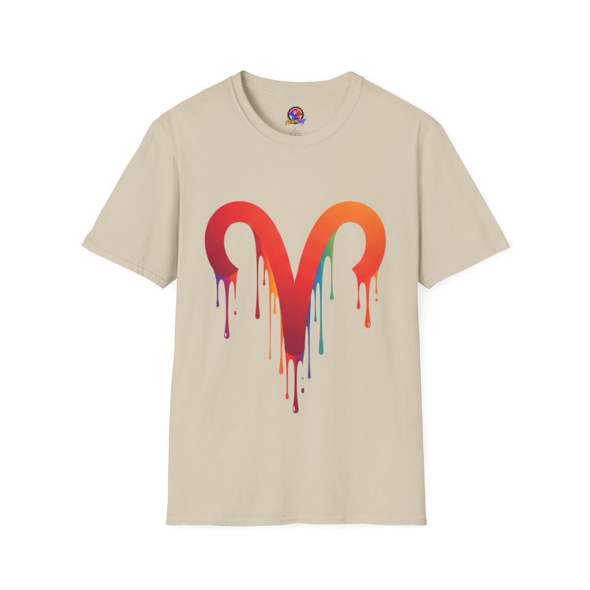Aries Rainbow Drip T-Shirt — Colorful Dripping Zodiac Graphic Tee