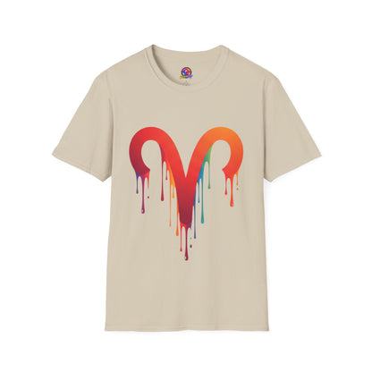 Aries Rainbow Drip T-Shirt — Colorful Dripping Zodiac Graphic Tee
