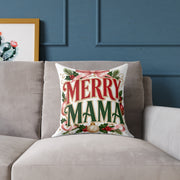 Merry Mama Christmas Pillow — Festive Holiday Decorative Throw Pillow for Moms