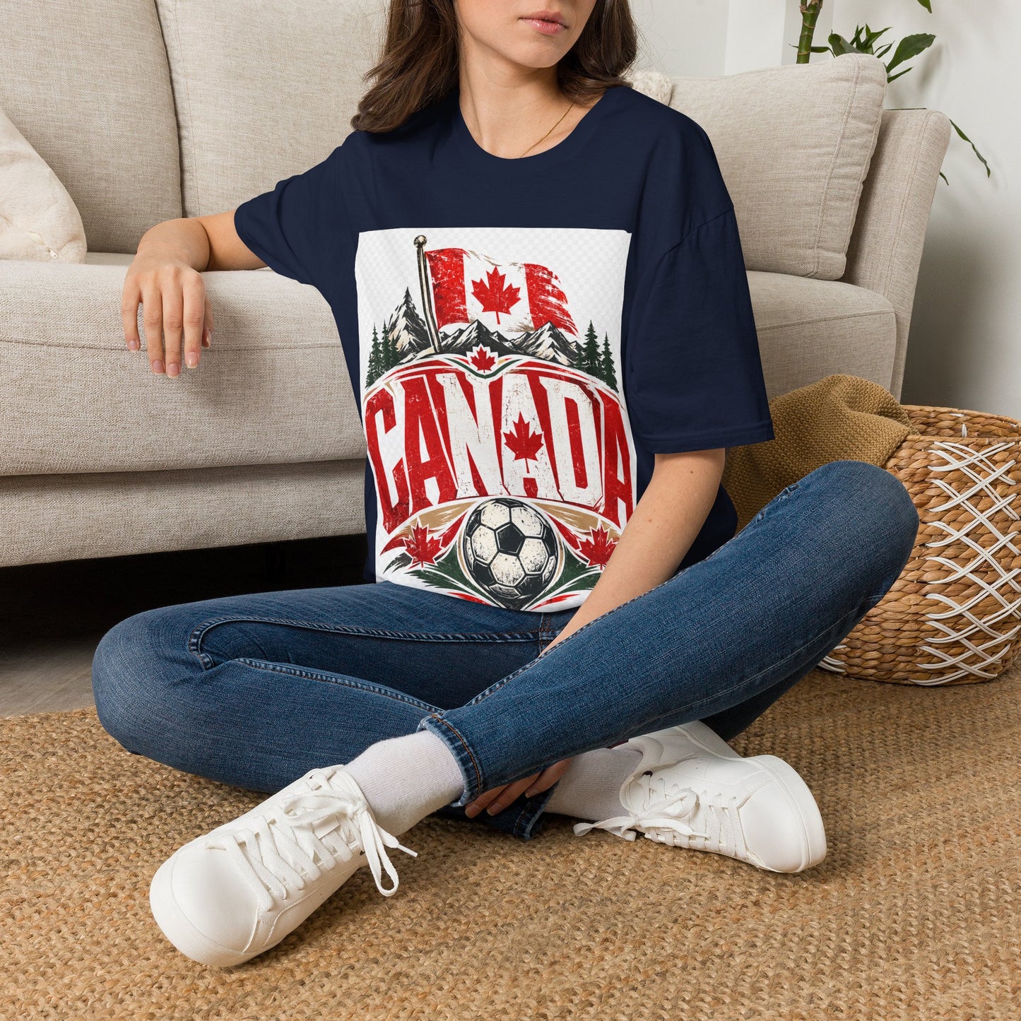Canada Soccer T‑Shirt — Canadian Flag & Maple Leaf Crest