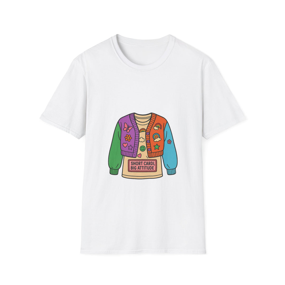 Colorful Patchwork Sweater Illustration T-Shirt - Trending Now - October 2026