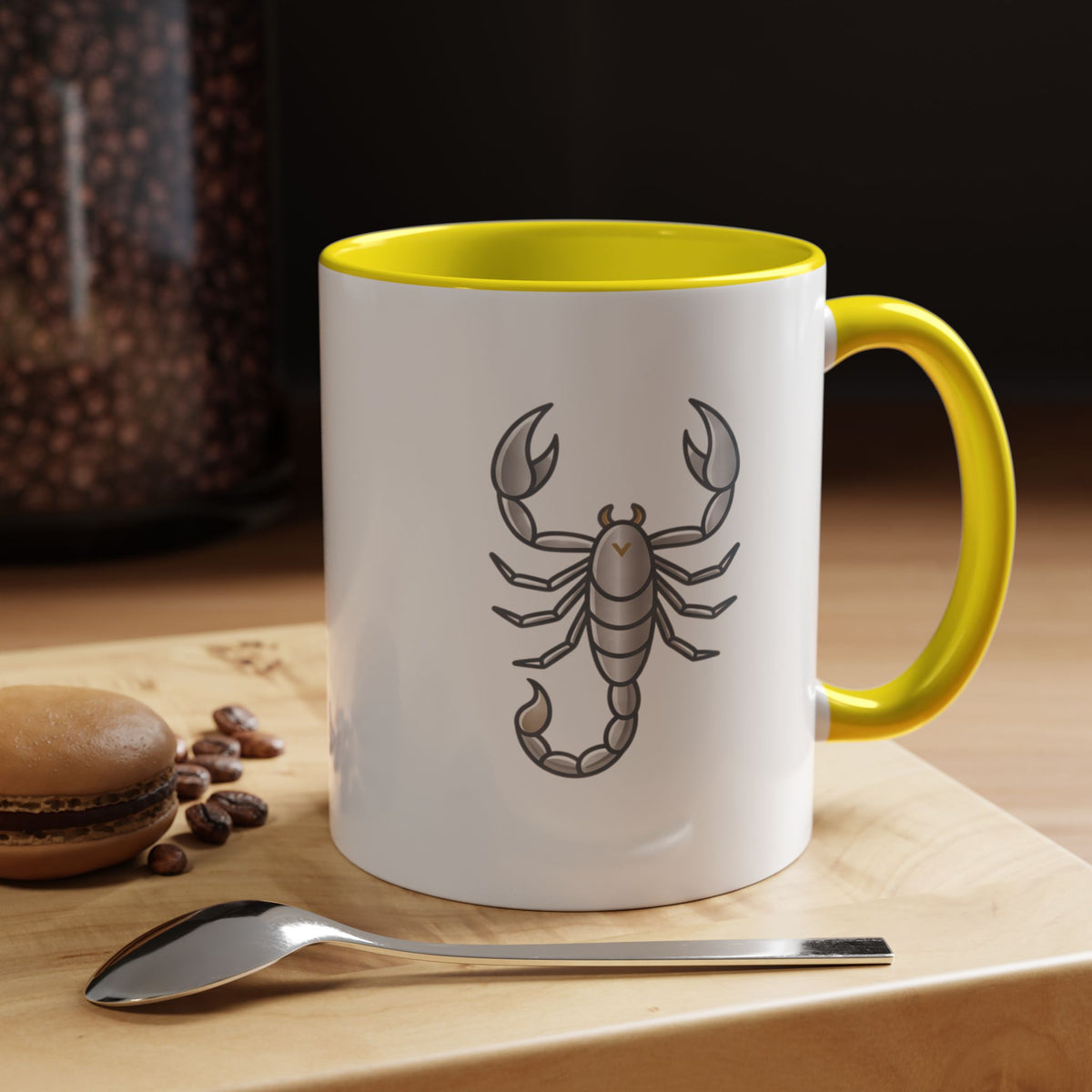 Scorpio Zodiac Accent Coffee Mug — Silver Scorpion Astrology Gift