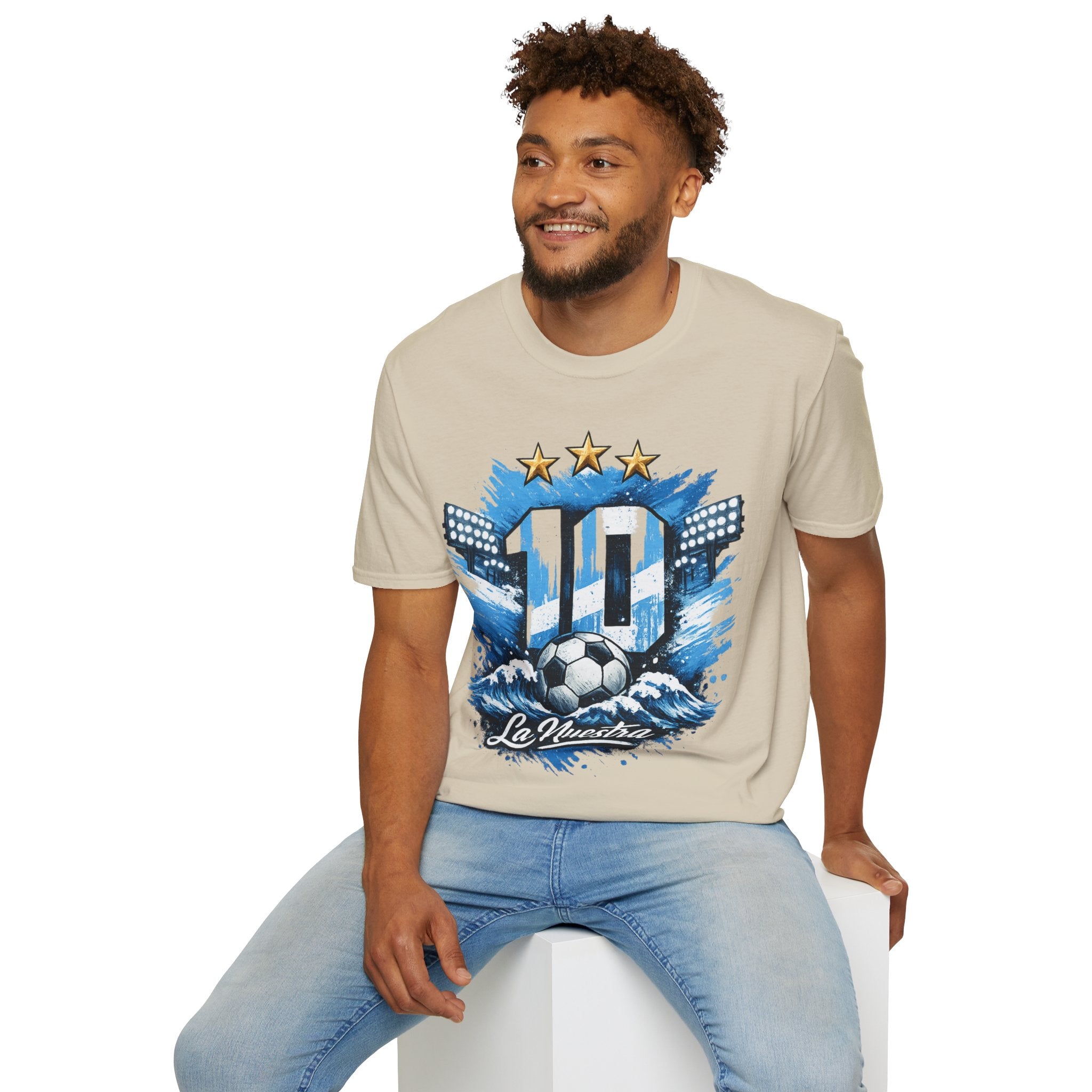 Argentina Soccer Fan T-Shirt — 'La Nuestra' #10 Jersey Design