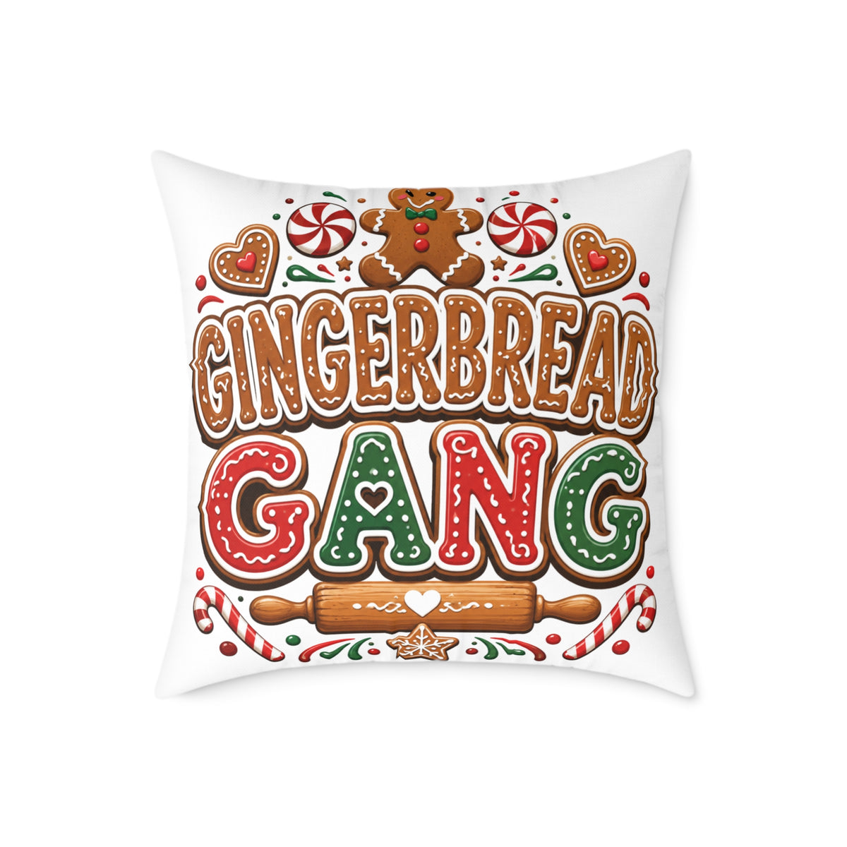 Christmas Gingerbread Gang Holiday Throw Pillow