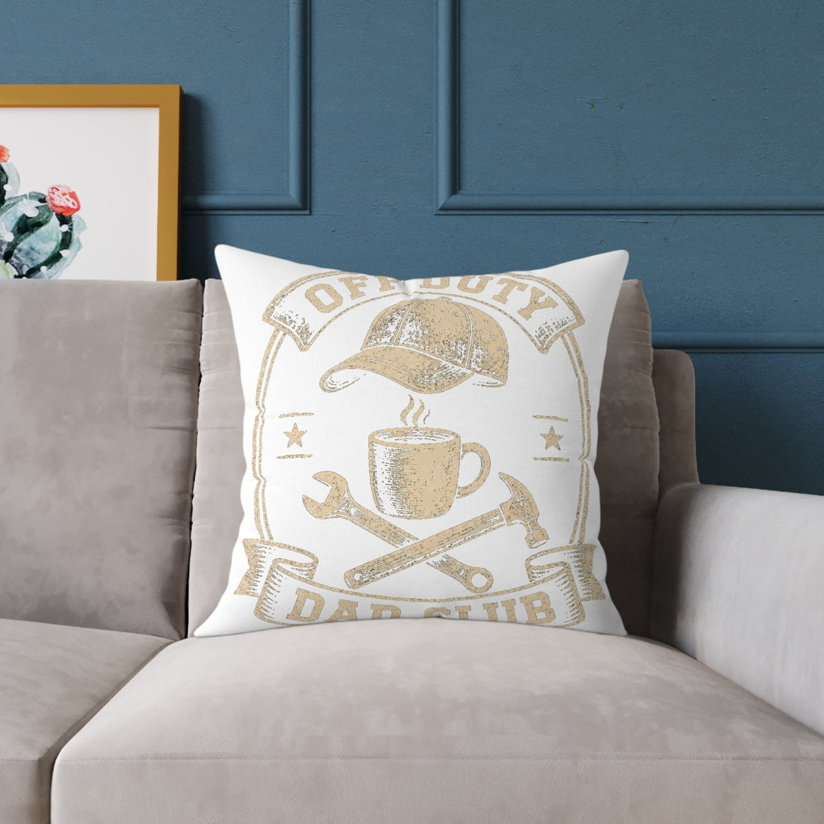 Dad Club Pillow – "Off Duty" Coffee & Tools Square Throw Pillow  Milo Bailey Dog Dad Mom