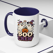 Boo Crew Halloween Accent Coffee Mug — Cute Ghosts & Jack-O'-Lantern Design (11/15 oz)