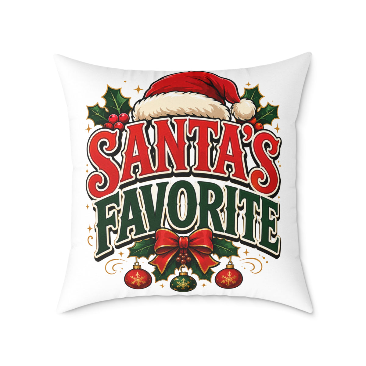 Santa's Favorite Christmas Pillow - Festive Holiday Throw Cushion