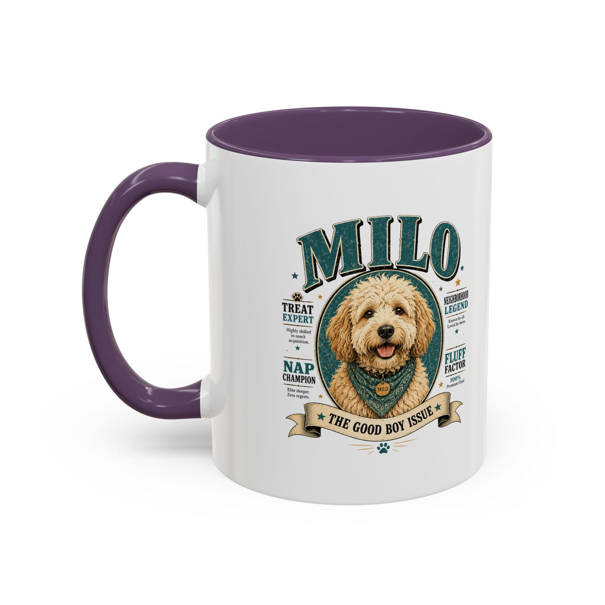 Milo Bailey Dog Dad Mom Milo Personalized Dog Coffee Mug — 'The Good Boy Issue' Accent