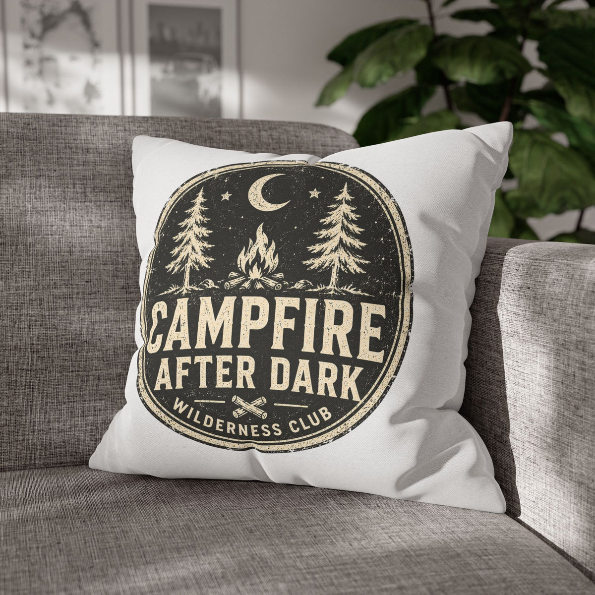 Campfire After Dark Decorative Pillowcase Milo Bailey Dog Dad Mom — Wilderness Camping Accent