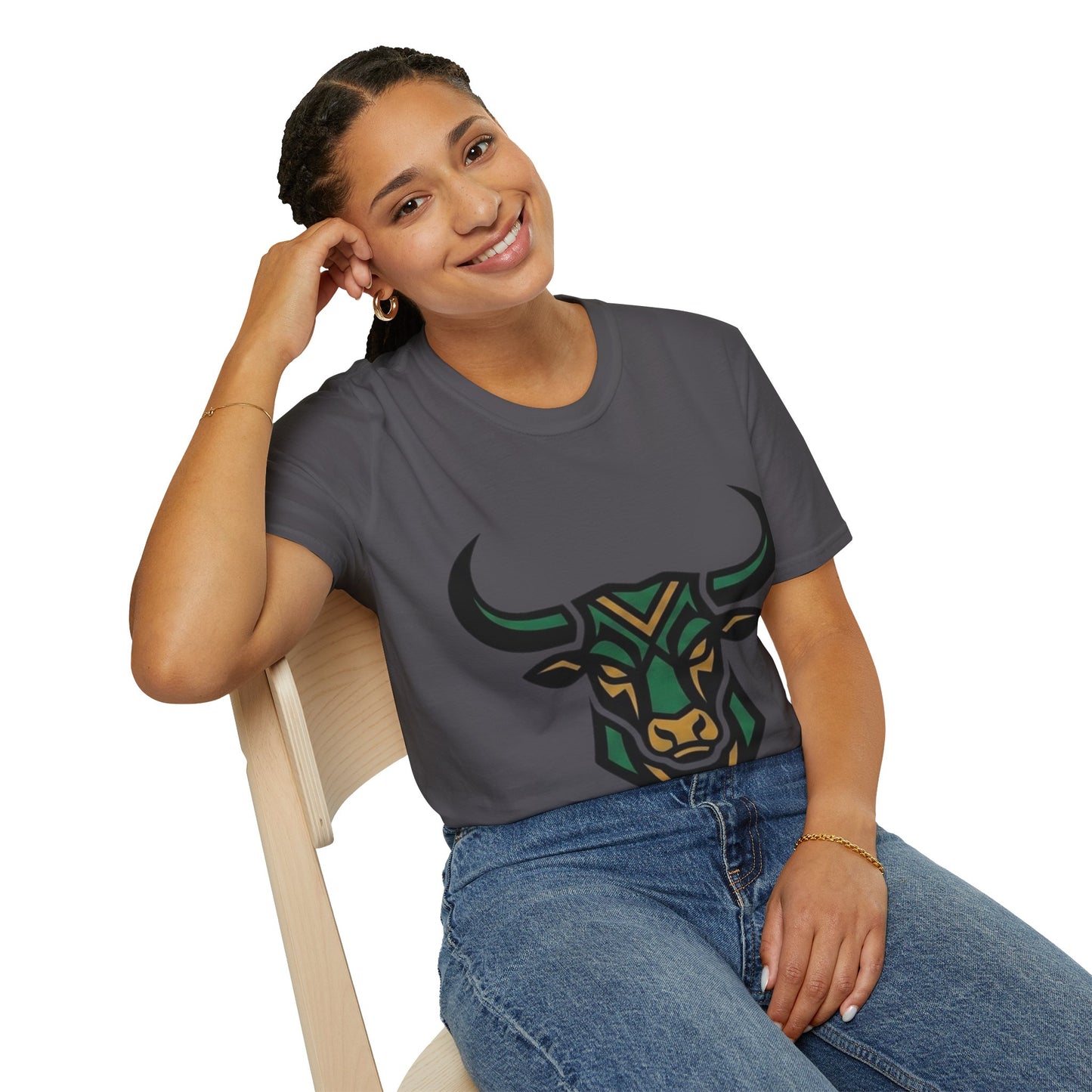 Bull Head Graphic T-Shirt — Tribal Geometric Rodeo Tee