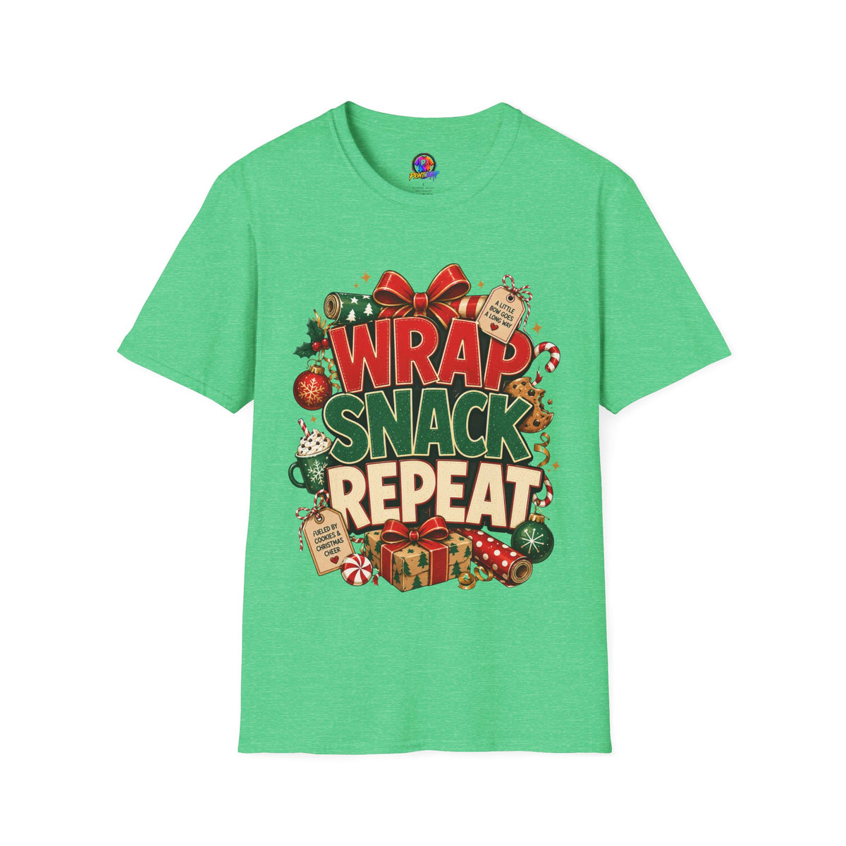 T-Shirt — "Wrap Snack Repeat" Christmas Graphic Tee