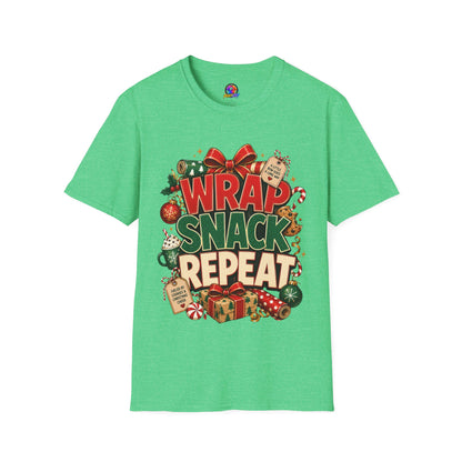 T-Shirt — "Wrap Snack Repeat" Christmas Graphic Tee