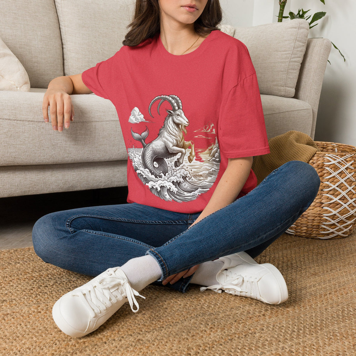 Capricorn Goat-Mermaid T-Shirt — Mythical Sea Goat Zodiac Tee