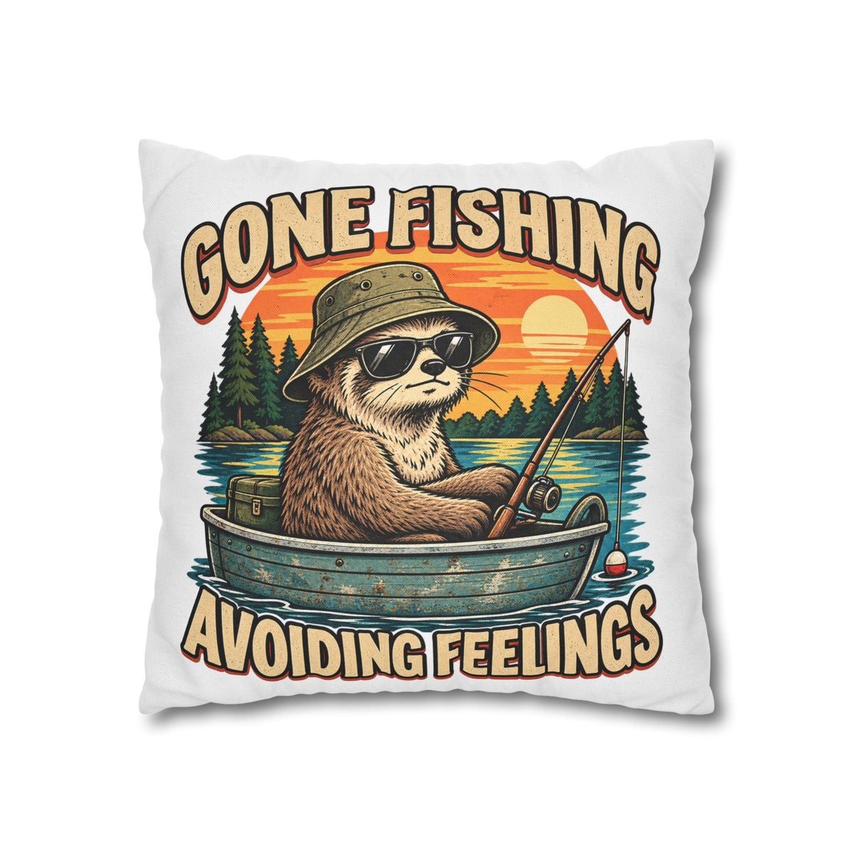 Funny Gone Fishing Avoiding Feelings Decorative Pillowcase