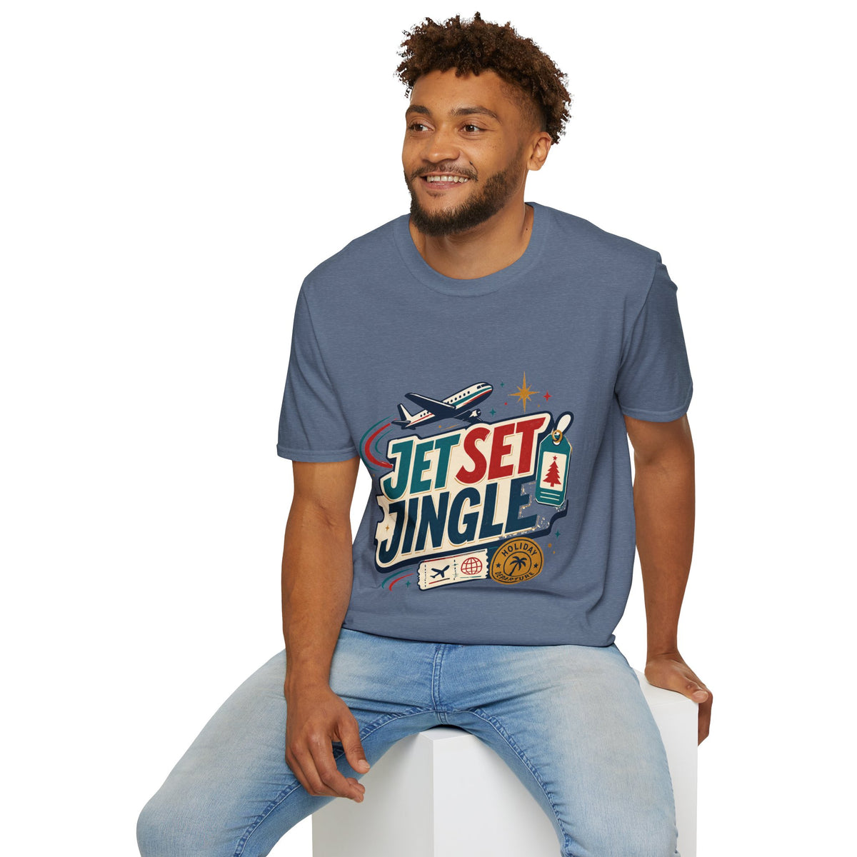 Jet Set Jingle Travel T-Shirt — Retro Airplane Vacation Graphic