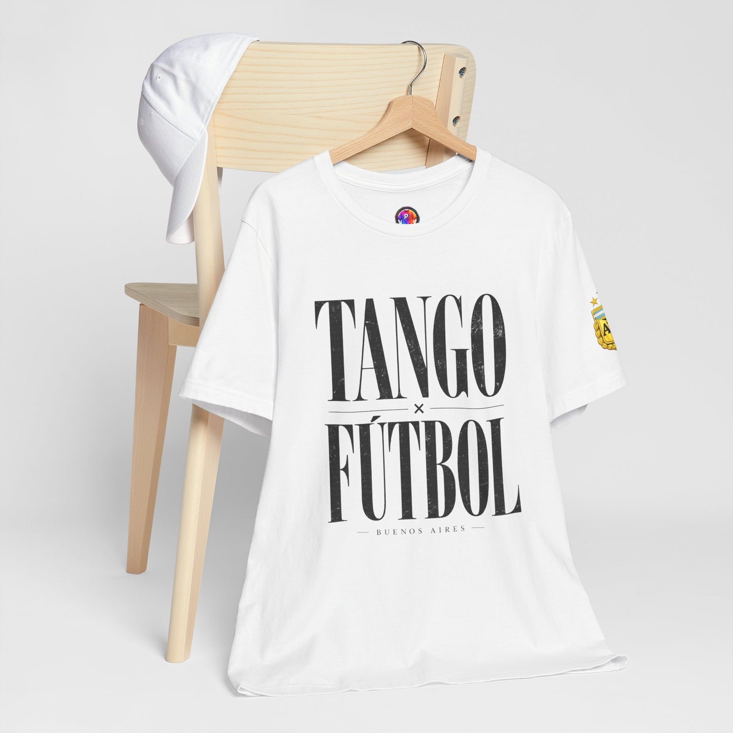Argentina - Tango y Fútbol Graphic Tee - Bold Serif Soccer & Dance Shirt