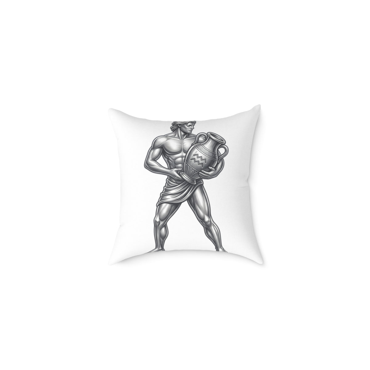 Aquarius Zodiac Pillow — Silver Water-Bearer Decorative Square Throw Pillow