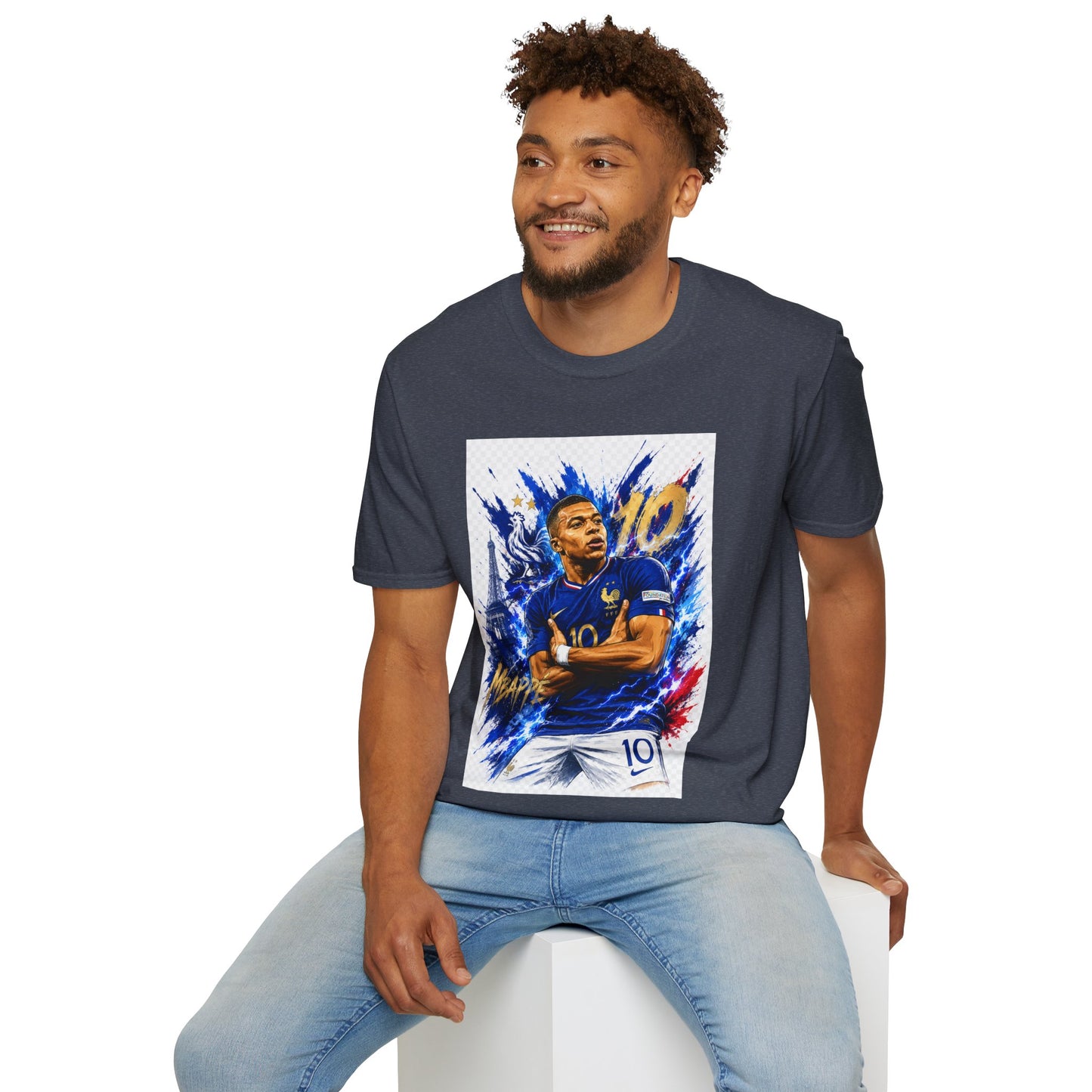 France Mbappé Soccer T-Shirt — #10 Blue Action Portrait Tee