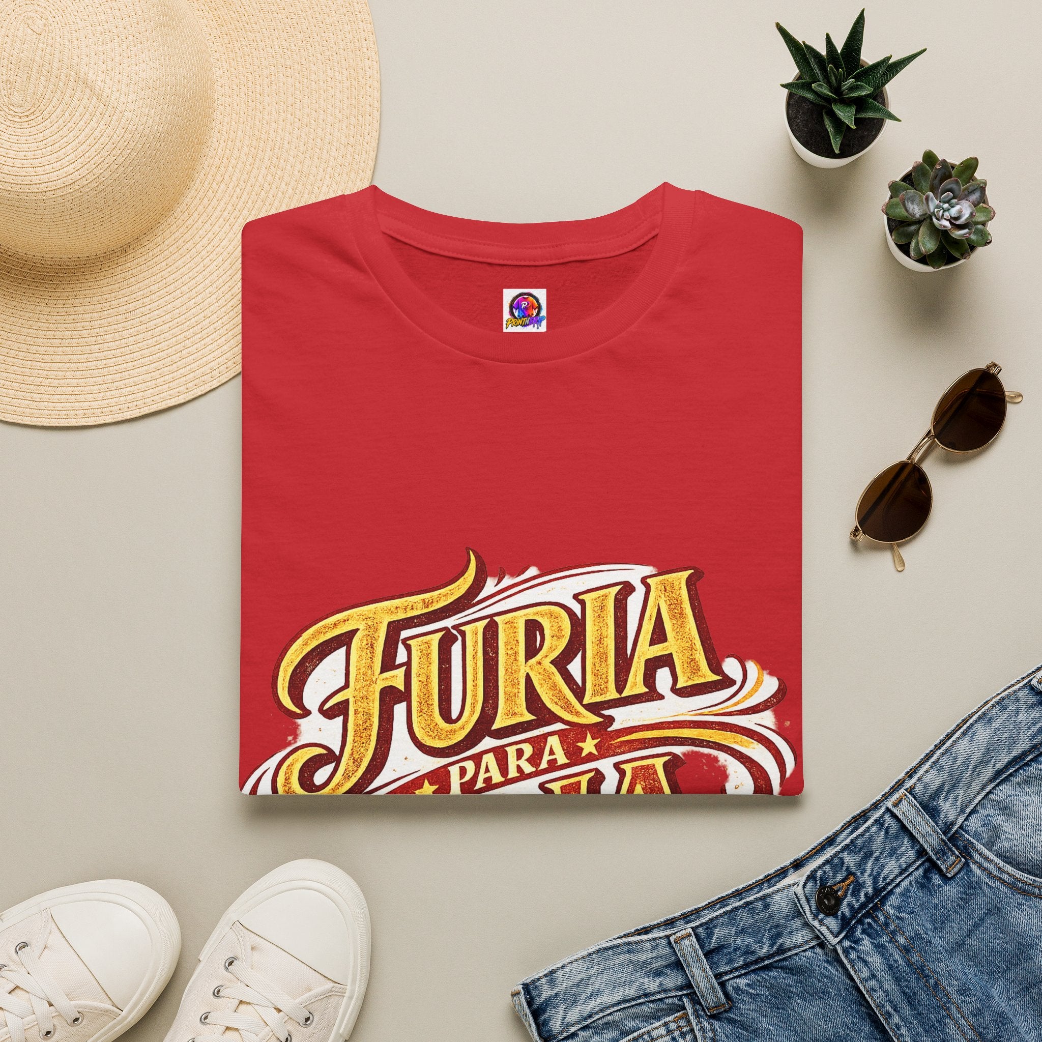 Spain Furia Para Roja Graphic T-Shirt — Bold Spanish Script Tee for Fans & Celebrations