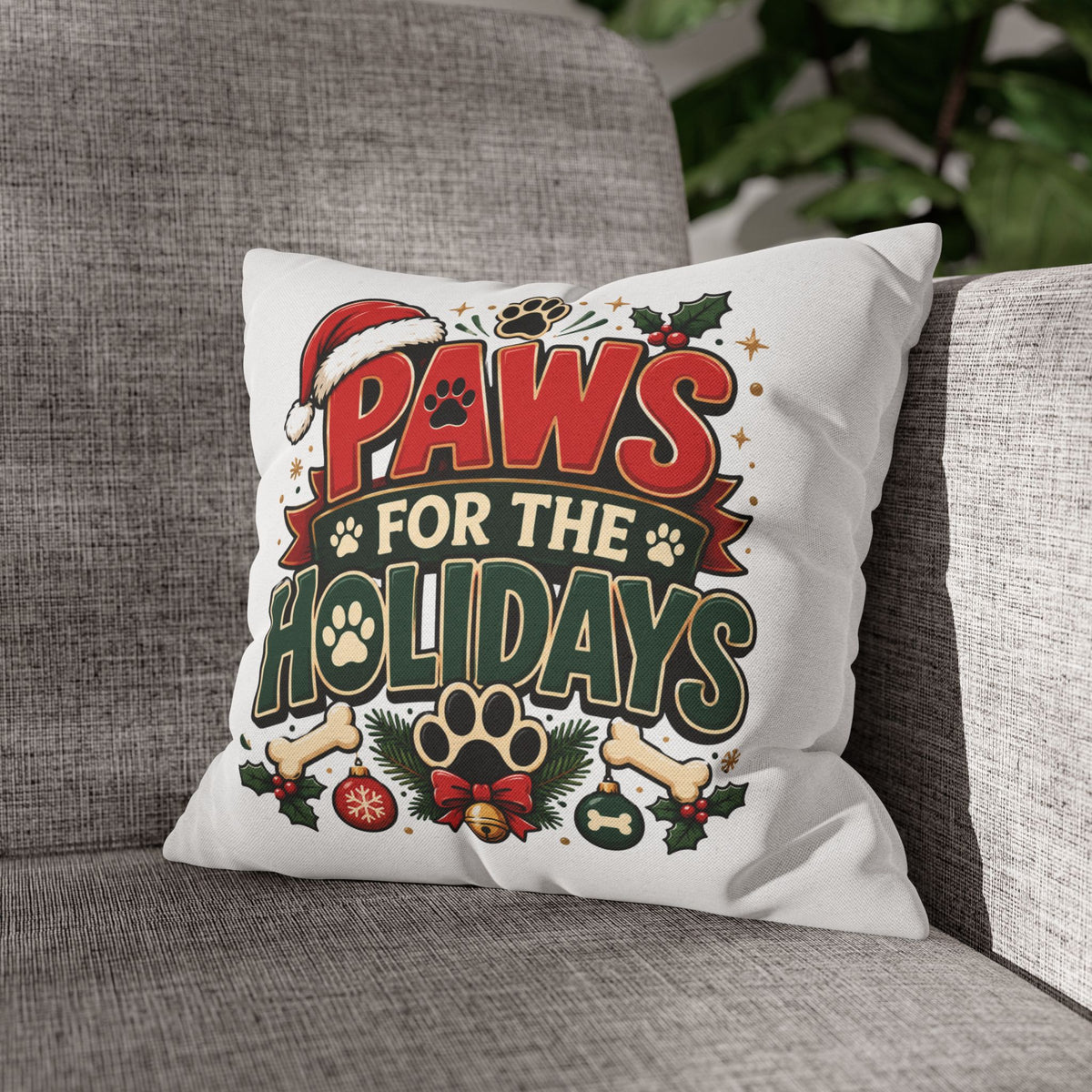 Christmas Paws For The Holidays Pillowcase