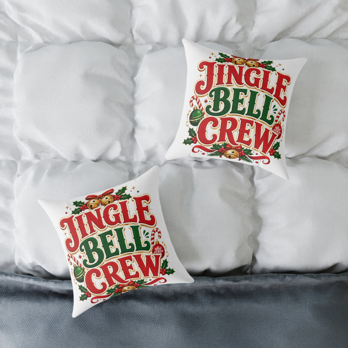 Christmas Jingle Bell Crew Holiday Pillow — Festive Christmas Decorative Throw Pillow