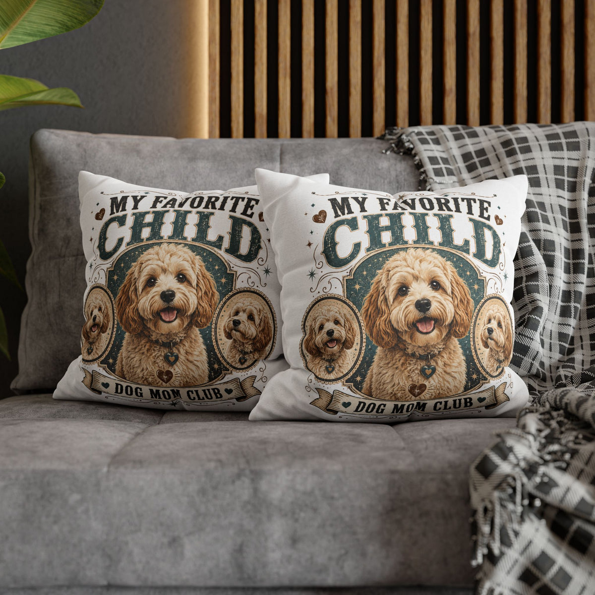 My Favorite Child Dog Mom Club Pillowcase Milo Bailey Dog Dad Mom — Doodle Pet Lover Decorative Throw Pillowcase