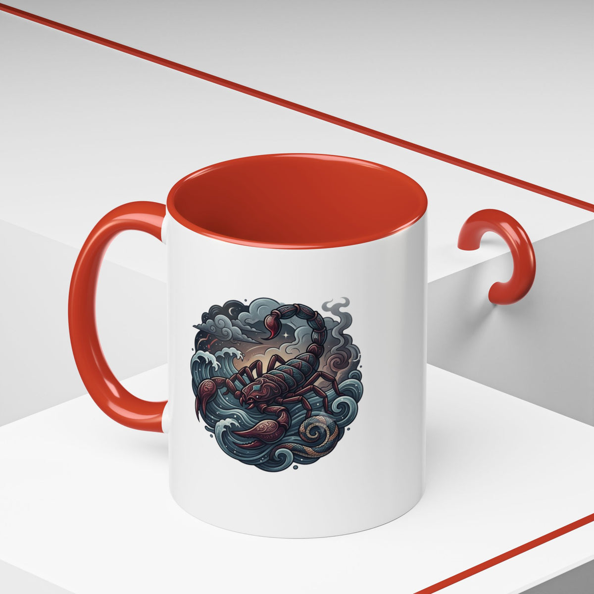 Scorpion Ocean Accent Coffee Mug – Nautical Tattoo-Style