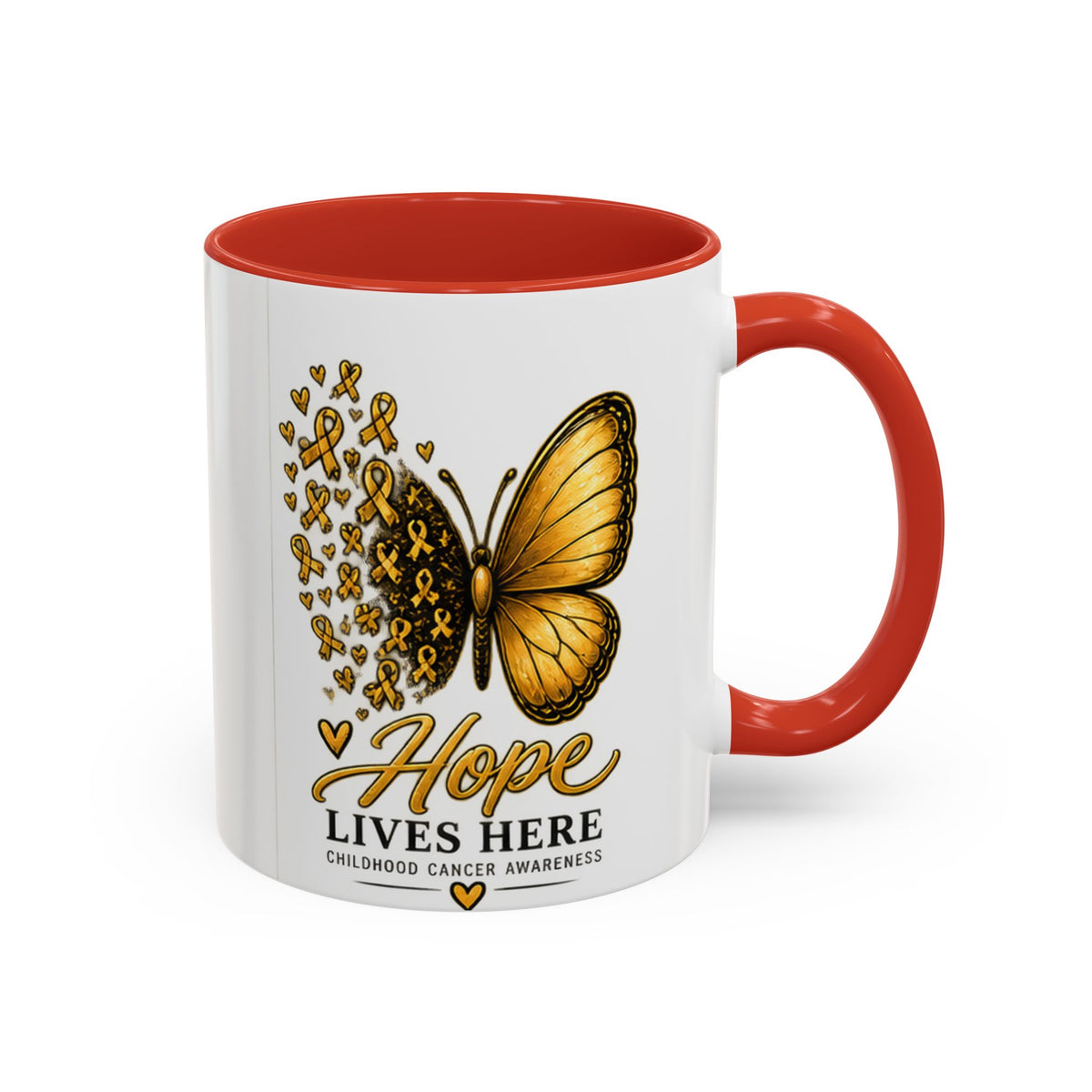 Hope Lives Here Childhood Cancer Awareness Accent Coffee Mug
