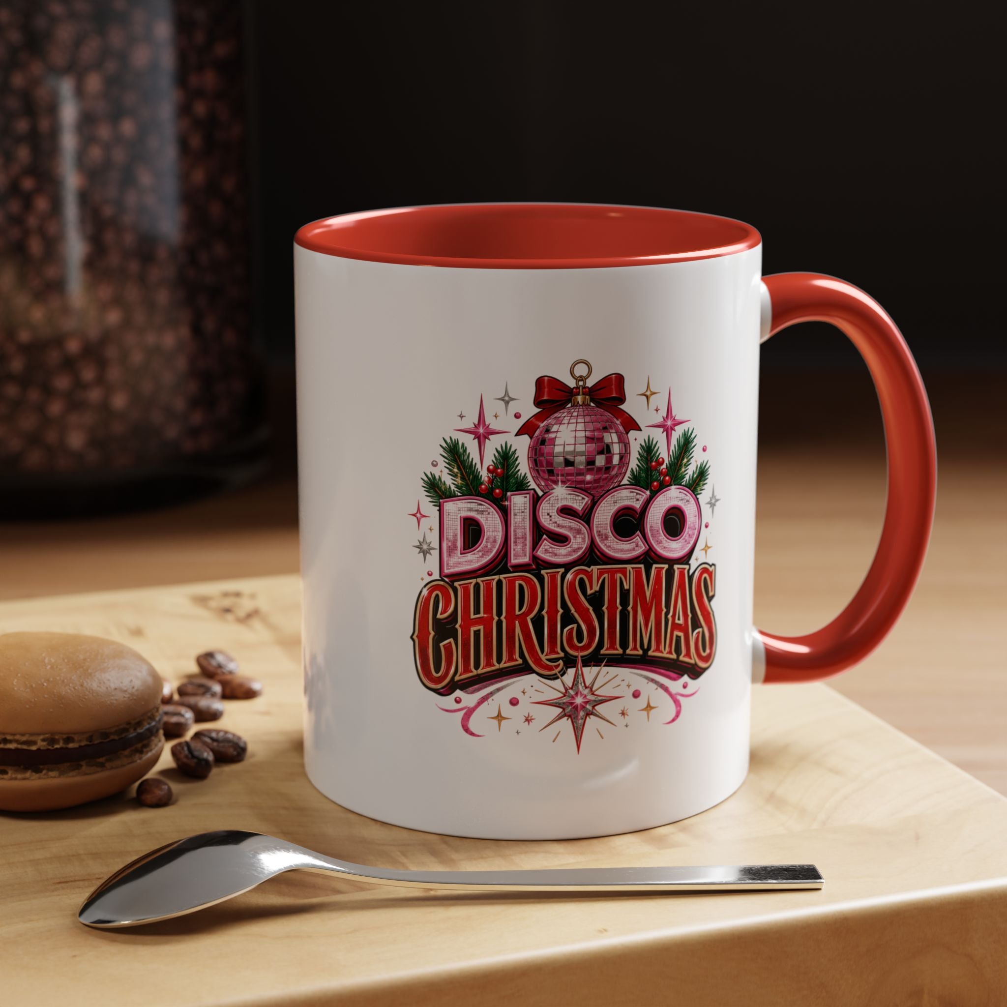 Disco Christmas Coffee Mug — Retro Holiday Disco Ball Christmas Tree Accent Mug