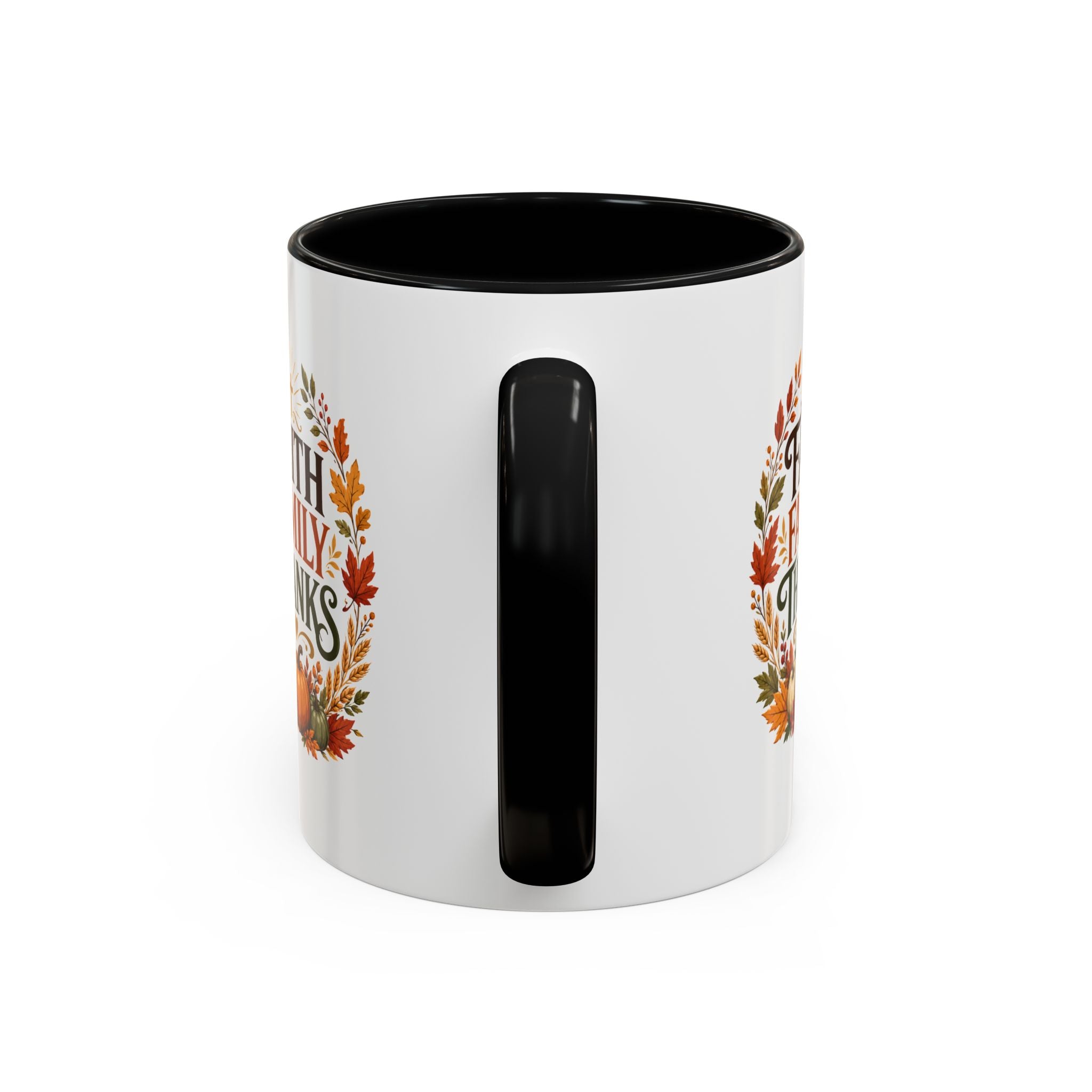 Thanksgiving Mug Faith Family Thanks Accent Coffee Mug — Thanksgiving Pumpkin Fall Leaves