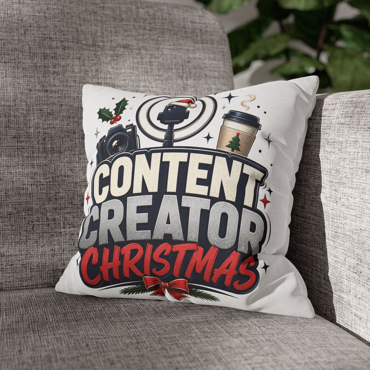 Content Creator Christmas Pillowcase Modern Day Christmas  — Holiday Social Media Creator Gift
